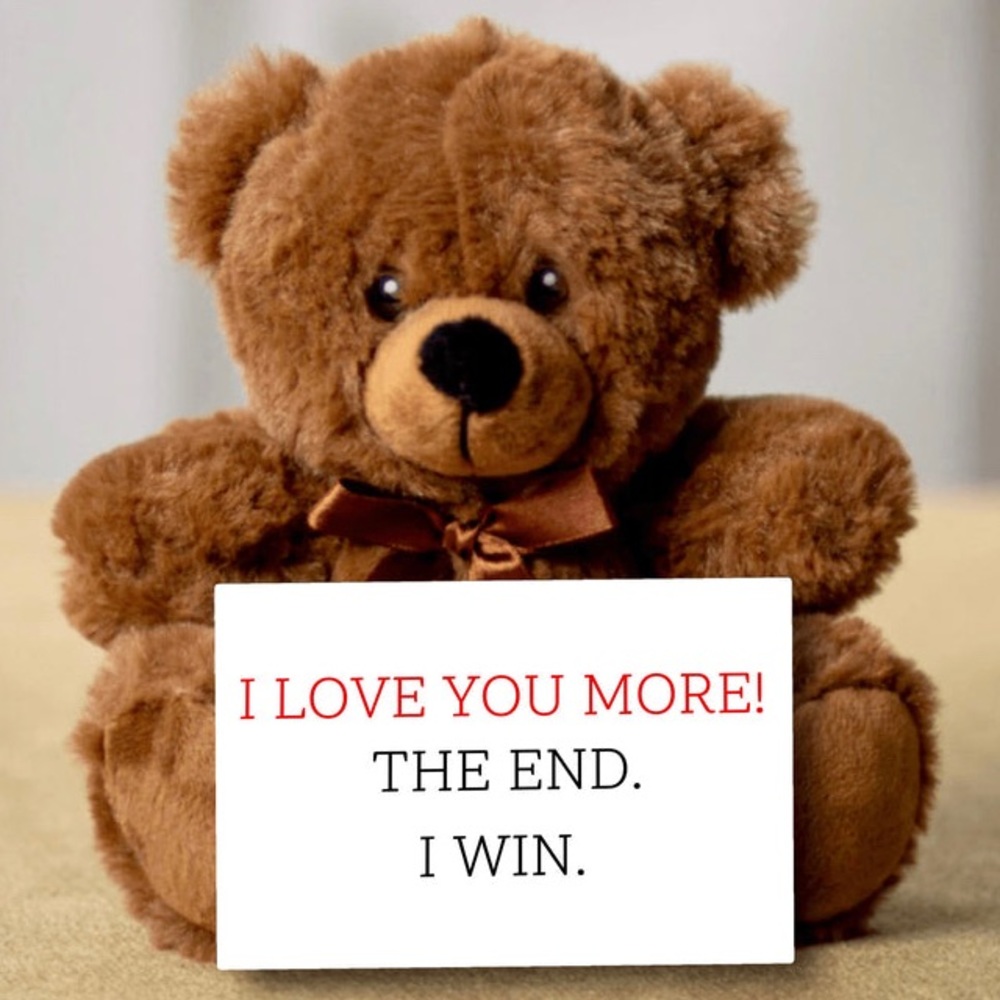 TEDDY BEAR VALENTINE’S DAY GIFT CARD I LOVE YOU MORE I WIN